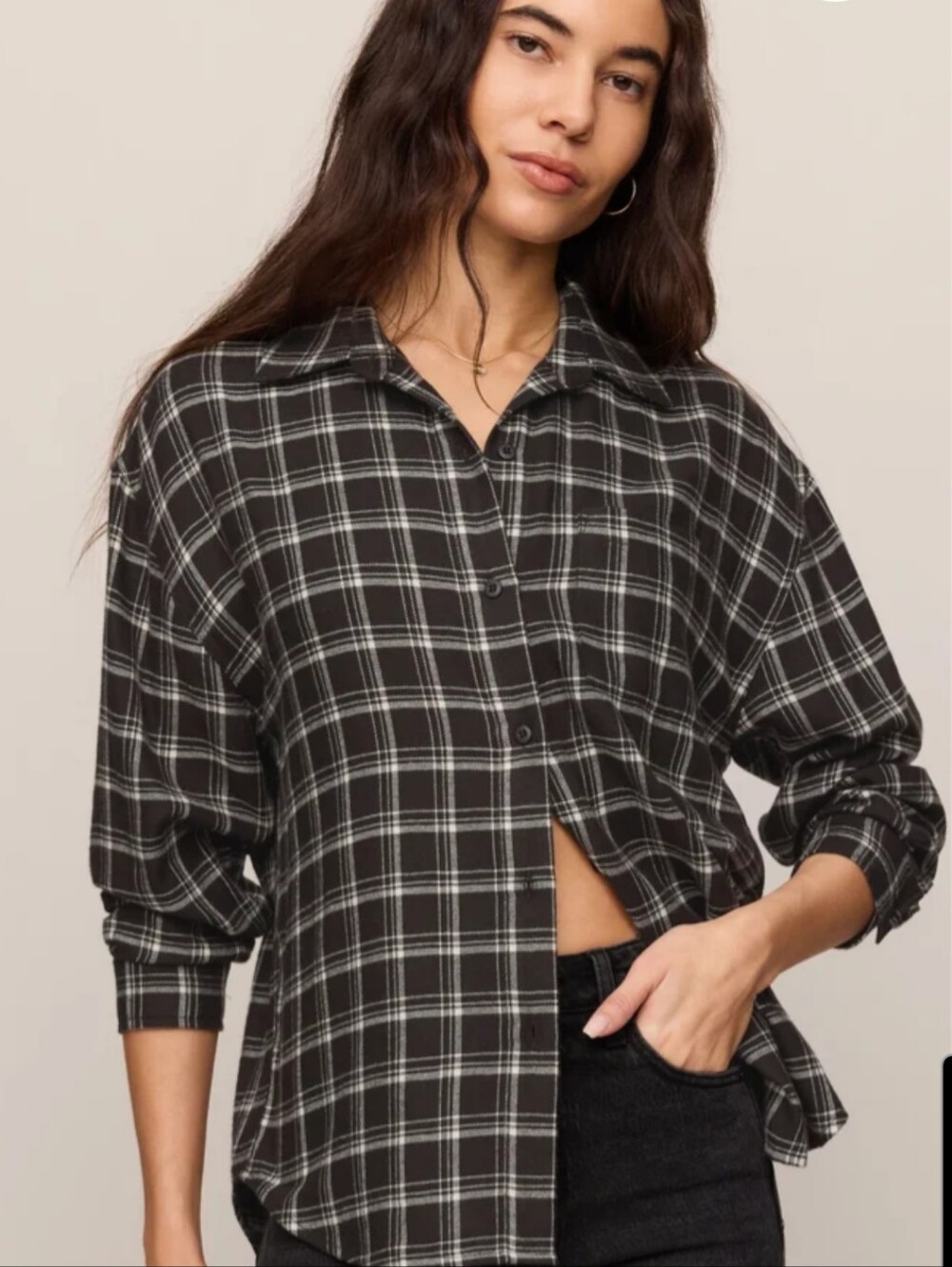 Merona Black and White Grid Button Down Shirt